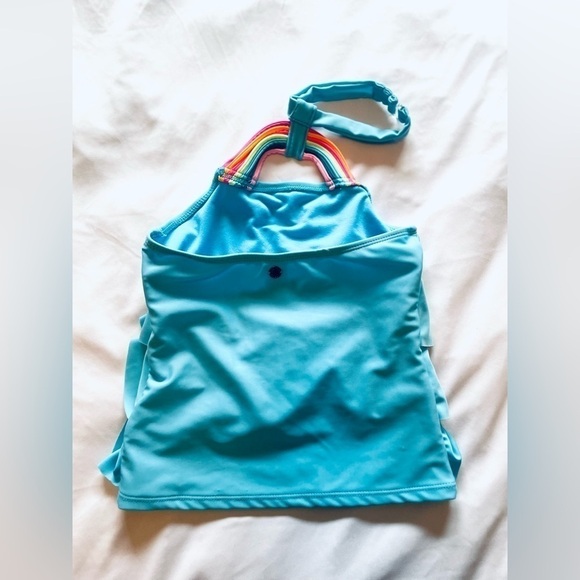 Justice Girls 2 Piece Ruffled Halter Rainbow Strap Tankini Swimsuit Size S 7/8 - Picture 7 of 11